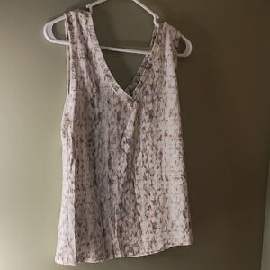 Bobeau Cream and Gray Patterned Tank Top